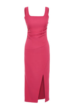 Fusya Y?rtmacl? Buzgu Detayl? Midi Dokuma Elbise TWOSS24EL00439 - Trendyolmilla фото 8