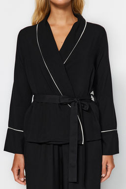 Trendyolmilla Bej Kusakl? Biye Detayl? Kruvaze Viskon Hamile Dokuma Pijama Tak?m? THMAW22PT1109  фото 13