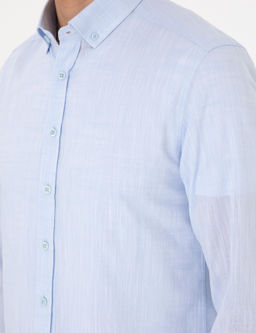 A__k Mavi Keten G_r_n_ml_ Slim Fit Uzun Kollu G_mlek - Pierre cardin фото 7