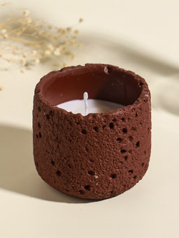 Свеча в вулканическом подсвечнике "Лава" терракот 8,5х8,5х7,5 см