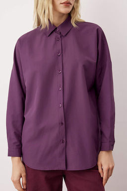 Murdum Pamuklu Oversize Genis Kal?p Dokuma Gomlek TWOSS22GO0669