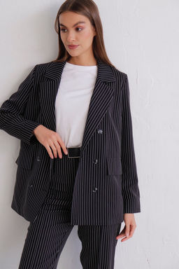 11782 Брюки со стрелками чёрные в полоску - Martichelli фото 25