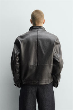 RELAXED FIT LEATHER JACKET - Zara фото 3