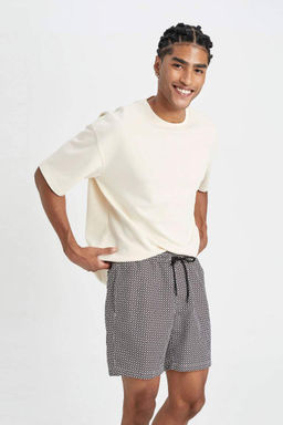 Короткие шорты для плавания стандартного кроя с сетчатой подкладкой и рисунком - Defacto фото 4