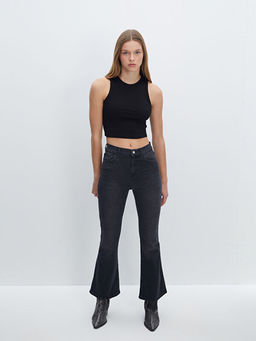 Bisiklet Yaka Dokulu Kad?n Crop