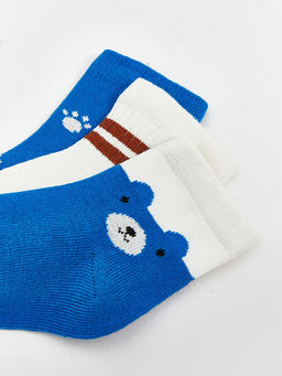 Bask?l? Erkek Bebek Soket ?orap 3l? - Waikiki фото 3