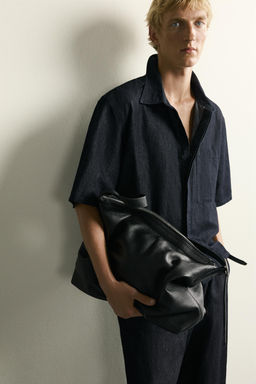 CAMISA DENIM BOXY FIT ALGOD?N - LINO / ?ndigo - Zara фото 5