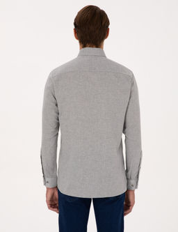 Gri Slim Fit Uzun Kollu G_mlek