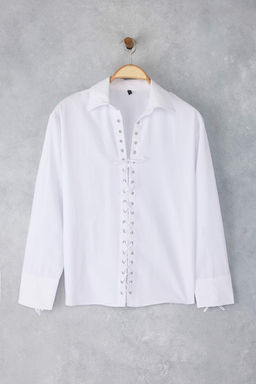 Siyah Onu Bagc?k Detayl? Oversize Gomlek TWOAW26GO00010 - Trendyolmilla фото 5