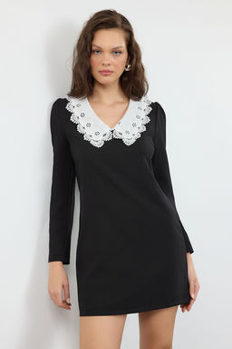 TRENDYOLMILLA Siyah A Kesim Yaka Detayl? Mini Dokuma Elbise TWOAW25EL00483  фото 2