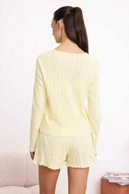 Sar? %100 Pamuklu 3lu Fitilli/Pointel Orme Pijama Tak?m? THMSS26PT00161