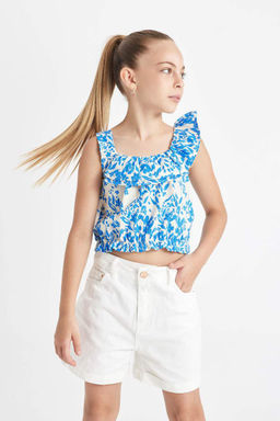 Блузка без рукавов с узором для девочки