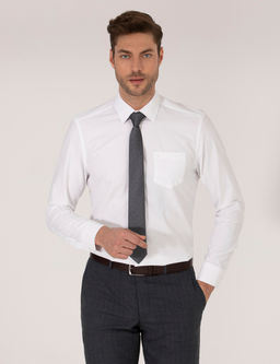 Beyaz Regular Fit Uzun Kollu Klasik G_mlek