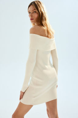 Vestido off-the-shoulder en punto de canale - H&m фото 4