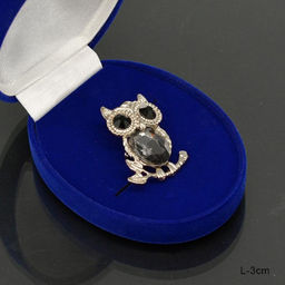 Брошь Сова 3 см / 59-11/2/ /уп 12/ темно-серая - Галеонтрейд фото 2