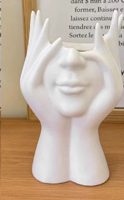 Статуэтка кашпо Лицо 17 см / TJ006 /уп 50/белая