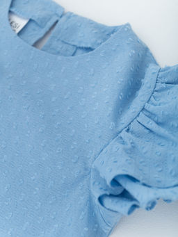 Блуза для девочки с коротким рукавом, голубой - Lesi kids фото 8