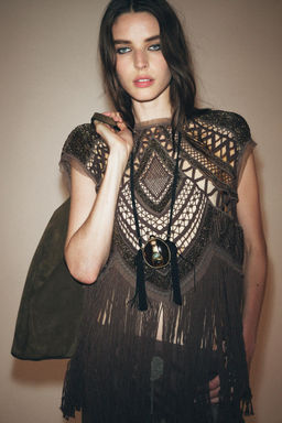 ZW COLLECTION BEADED CROCHET TOP - Zara фото 2
