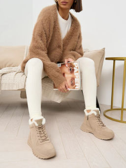 Ботинки S&I 82038M11-1 женские бежевые натуральная замша утепленные  фото 5