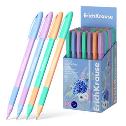 Цена за 50 шт. Ручка шариковая ErichKrause U-109 Stick&Grip Pastel Bloom 1.0, Ultra Glide Technology, цвет чернил синий (в коробке по 50 шт.)