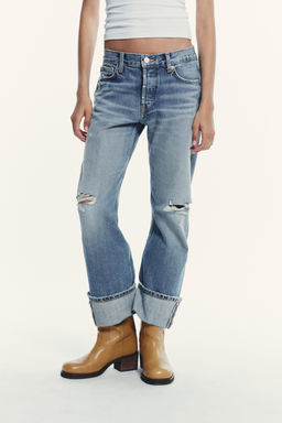TRF RIPPED STRAIGHT-LEG MID-WAIST JEANS