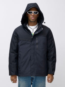 Куртка спортивная мужская зимняя большого размера темно-синего цвета 66613TS