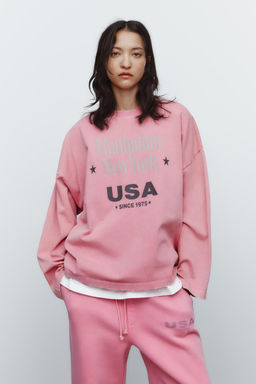 FADED-EFFECT T-SHIRT WITH SLOGAN - Zara фото 2