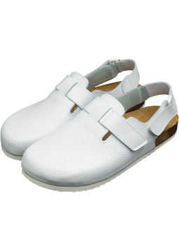 12 | Brankos Мужские медицинские сабо кожаные (белый перфорация)