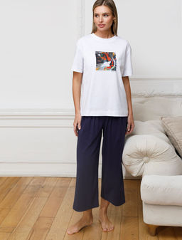 Футболка с принтом свободная из премиального 100% хлопка - Vilatte фото 5