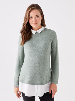 G?mlek Yaka D?z Uzun Kollu Hamile Ti??rt