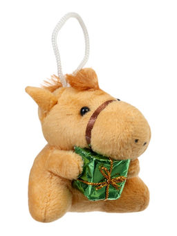 Цена за 2 шт. Мягкая игрушка Лошадка с подарком, 7 см МИКС