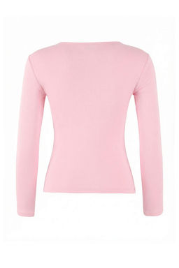 Ac?k Pembe Fitted/Vucuda Oturan Pencere Detayl? Premium Yumusak Orme Bluz TWOSS26BZ00247