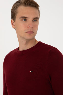 Erkek Slim Fit Bisiklet Yaka Bordo Basic Kazak - U.s. polo assn фото 2