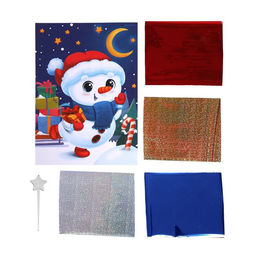 Цена за 2 шт. Аппликация фольгой на новый год «Снеговик», набор для творчества