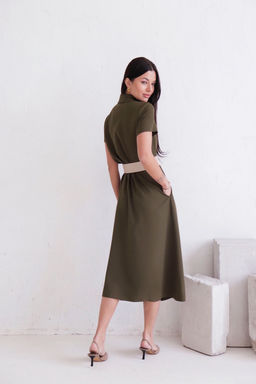 11676 Платье-рубашка удлинённое хаки - Martichelli фото 5