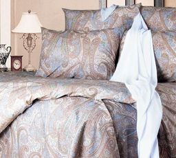 Постельное белье - Перкаль Кашмир коричневый 2-спальный с Евро простыней (молния)