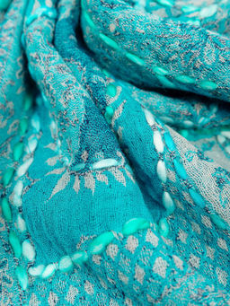 Палантин с вышивкой (шерсть вареная) в ассортименте № Тк906/99 - Ганг фото 3