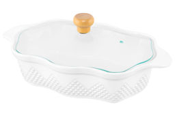 Блюдо д/зап и серв 32*20*14 см 1,5 л Ромбики ажур. + стекл крышка, на дер подставке - Elan gallery фото 26