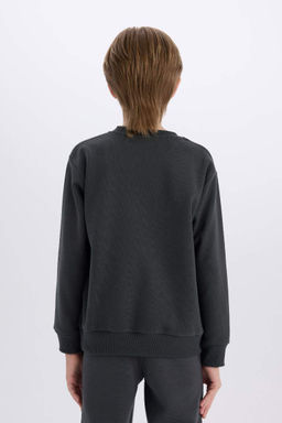 Новый толстый свитшот обычного кроя с круглым вырезом для мальчиков Очень странные дела - Defacto фото 6