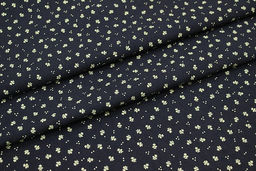 Муслин двухслойный с эф.фактурной стежки Микро цветочки на чернильно-черном, ш.1.4м, хл-100% - Купава фото 5