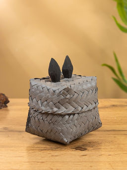 Корзинка «Кот», 8×8×13 см, бамбук, серая