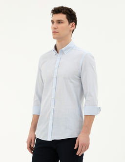 A__k Mavi Slim Fit Uzun Kollu G_mlek
