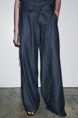 ZW COLLECTION CROSSOVER DENIM TROUSERS - Zara фото 9