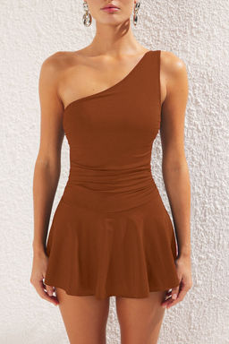 TRENDYOLMILLA Siyah Elbise Etekli Regular Mayo TBESS25MA00061 фото 4