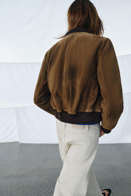 100% SUEDE LEATHER BOMBER JACKET ZW COLLECTION LIMITED EDITION - Zara фото 10