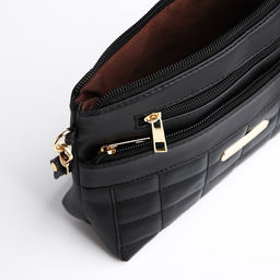 Сумка женская кросс-боди на молнии, 24×6×17 см, чёрная