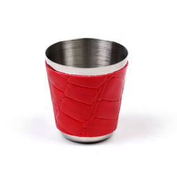 Подарочный набор 6 в 1 «Дубль», фляжка 270 мл, 4 рюмки, воронка, нержавеющая сталь, экокожа, чёрный, красный