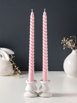 Цена за 2 шт. Свеча витая 25 см (набор 2 шт) 57 гр, 5 ч, цв. пастельно-розовый