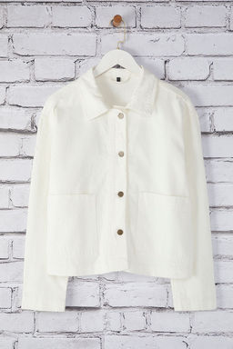 TRENDYOLMILLA Beyaz Oversize Desenli Ince Ceket Mont TWOSS25MO00016 фото 6