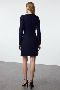 Lacivert Duz Dokuma Elbise TWOAW23EL00894 - Trendyolmilla фото 5